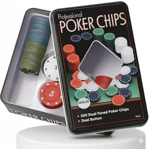 Go Hooked Professional Poker Casino Set with 100 Dual-Toned Gaming Tokens & Dealer Button | Metal Carry Case | Adult Card Games, Parties & Game Nights