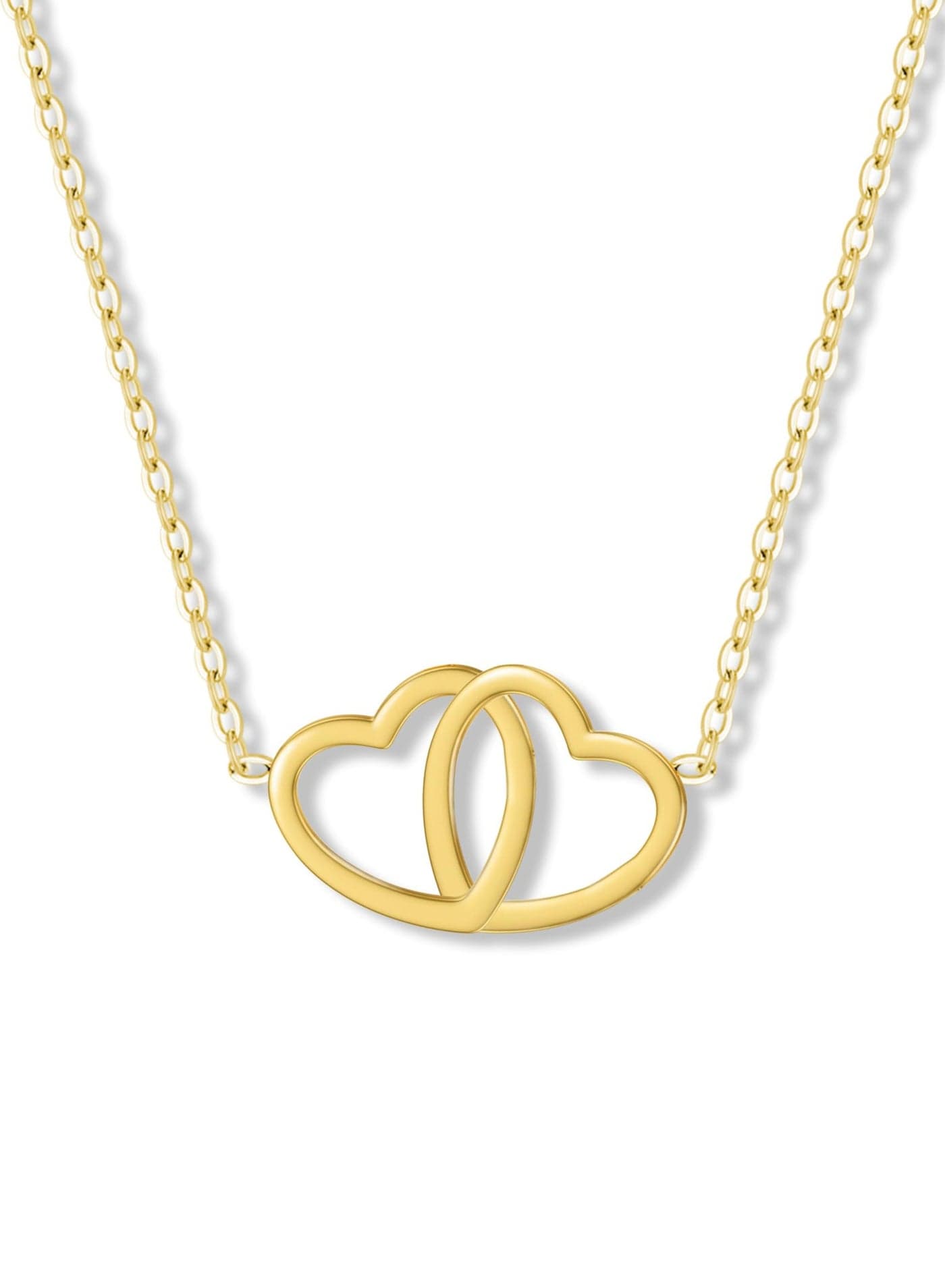 Love heart necklace for women, double heart metal jewelry, cute pendant for girls, high quality jewelry