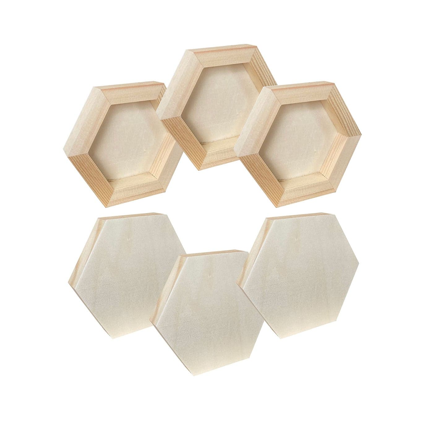 6 Pack Unfinished Wood Canvas Boards for Painting 4x46 in Hexagon Wooden Panels for Crafts