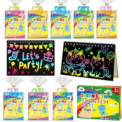 ZMLM 4 Pack Scratch Art Party Favors Birthday Party Favors for Kids 48 Bulk Rainbow Scratch Notebook Paper Pads Goodie Bags Stuffers Girls Boys Classroom Gifts Crafts Toys Easter Basket Stuffers