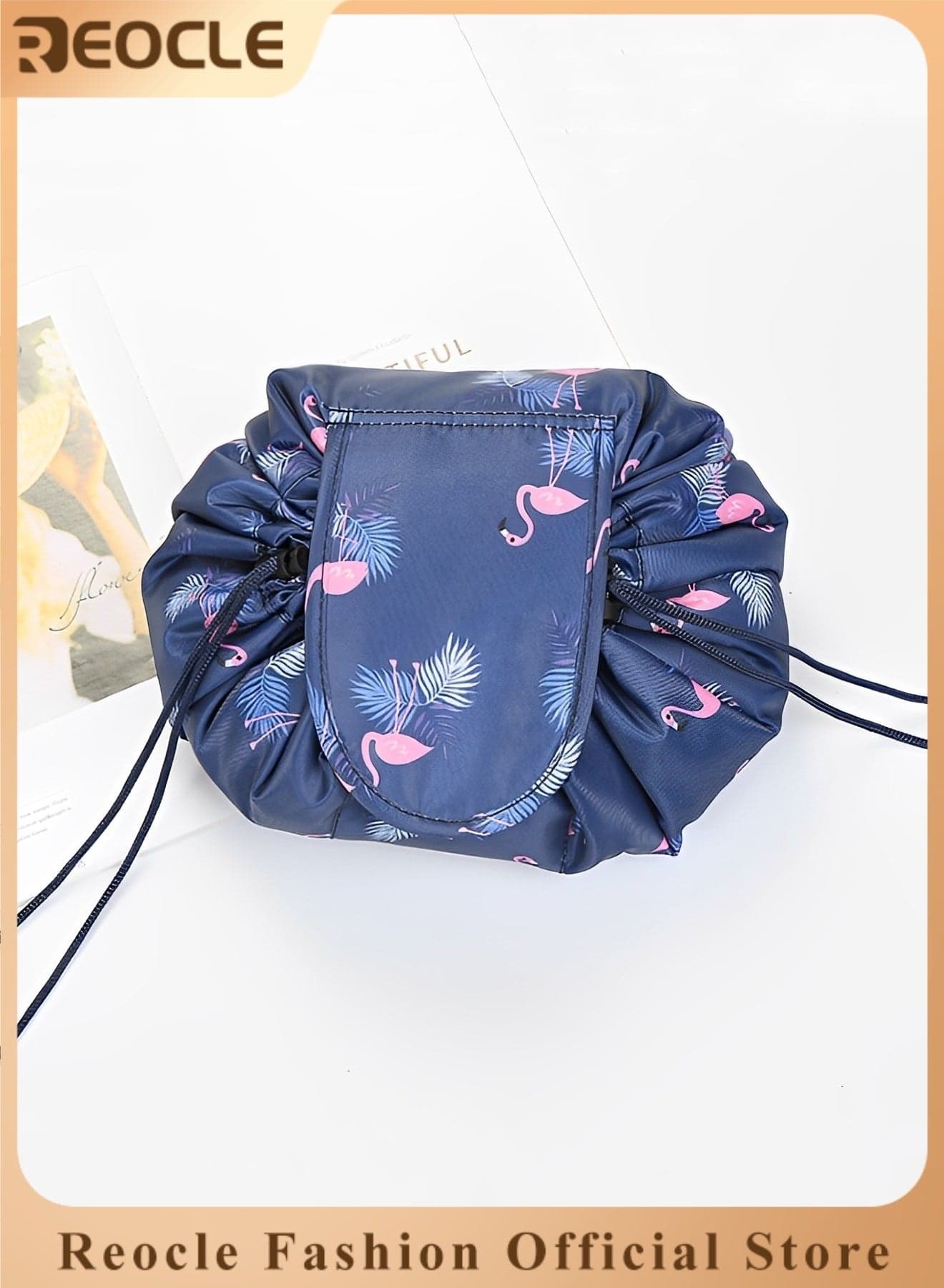 Large Capacity Wash Bag Storage Bag Bucket Shaped Drawstring Bag Toiletry Organizer Portable Organizer Bag Fashion Printed Bag for Women