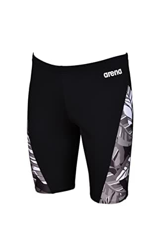 ARENA Men's Racing Swimsuit Solid Swim Jammers Endurance Long Compression Shorts,Tropicals Swimwear, Black-Black Multi, 20