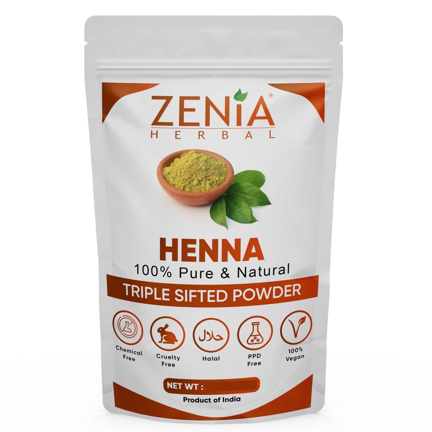 Zenia 100 Pure Natural Henna Powder Lawsonia Inermis 227 grams Pound OrangeRed Hair Color Triple Sifted Fresh from Rajasthan No Chemicals No Additives
