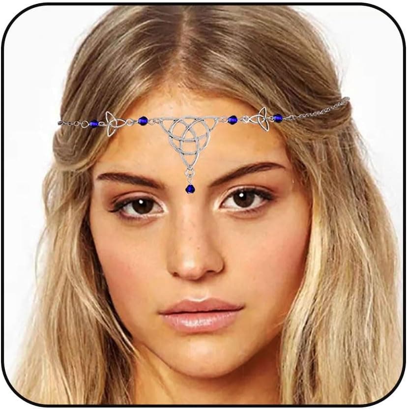 Boho Head Chain Beaded Headbands Chain Vintage Crystal Headpieces Irish Knot Forehead Chain for Women