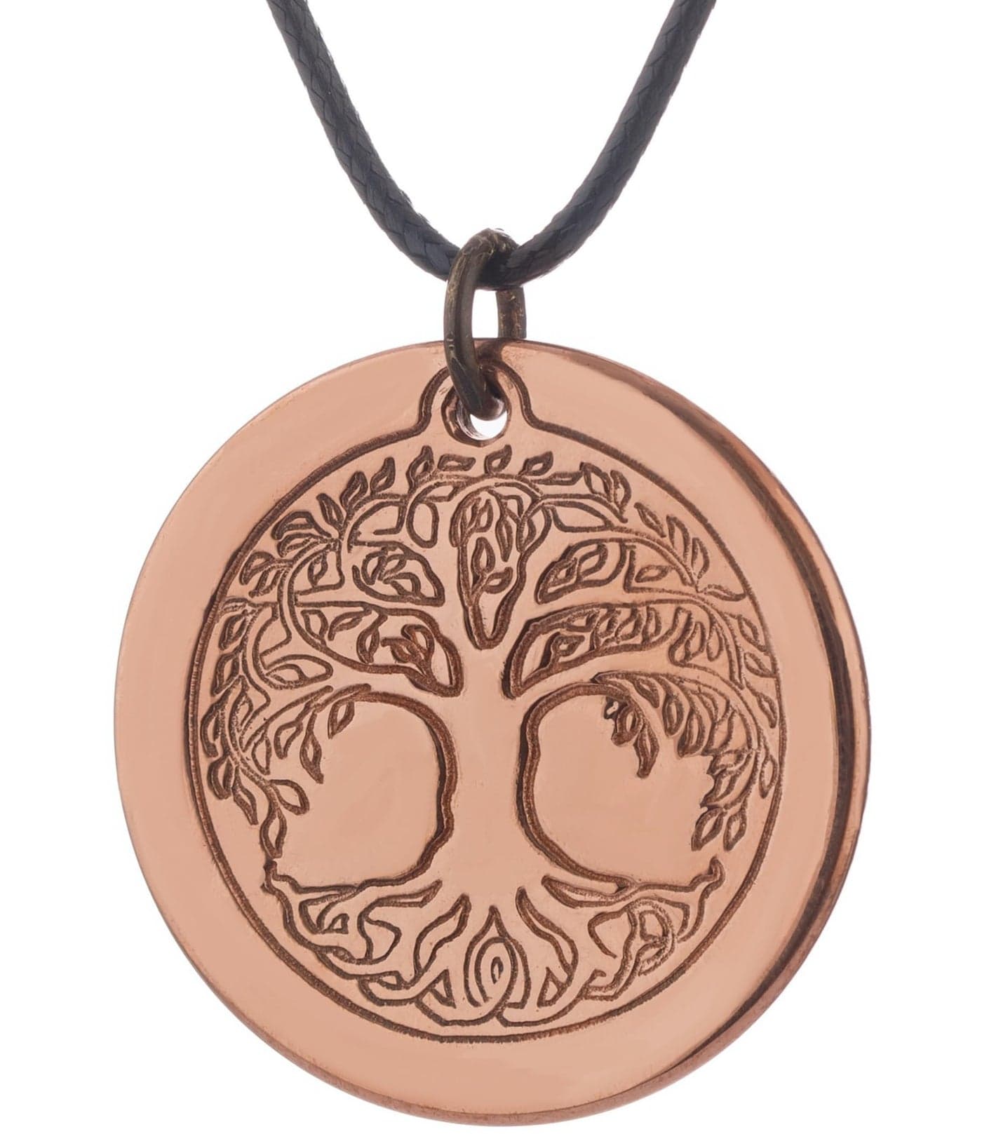 DEMMEX Solid Copper Tree of Life Pendant Necklace, 2.5mm Thick, 1.5 Inches Diameter, Uncoated, Unisex, Handmade in Turkey - Pure Copper will CHANGE Color, Polish with Salt-Lemon Mix (Copper)