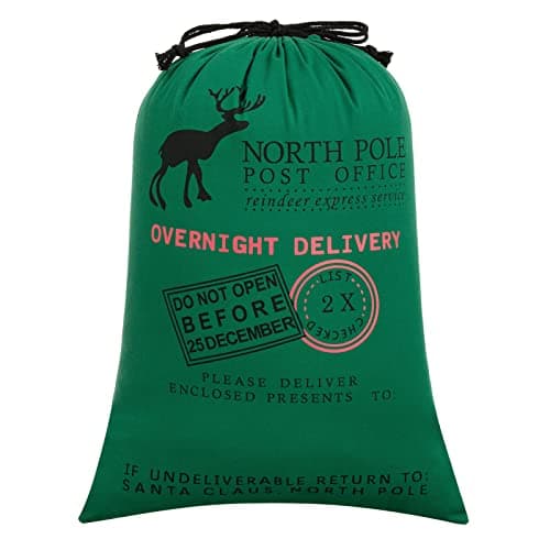 HBlife Personalized Santa Sack Christmas Gift Bag Big Santa Bag Cotton with Drawstring Size 197 x 276 Inch White