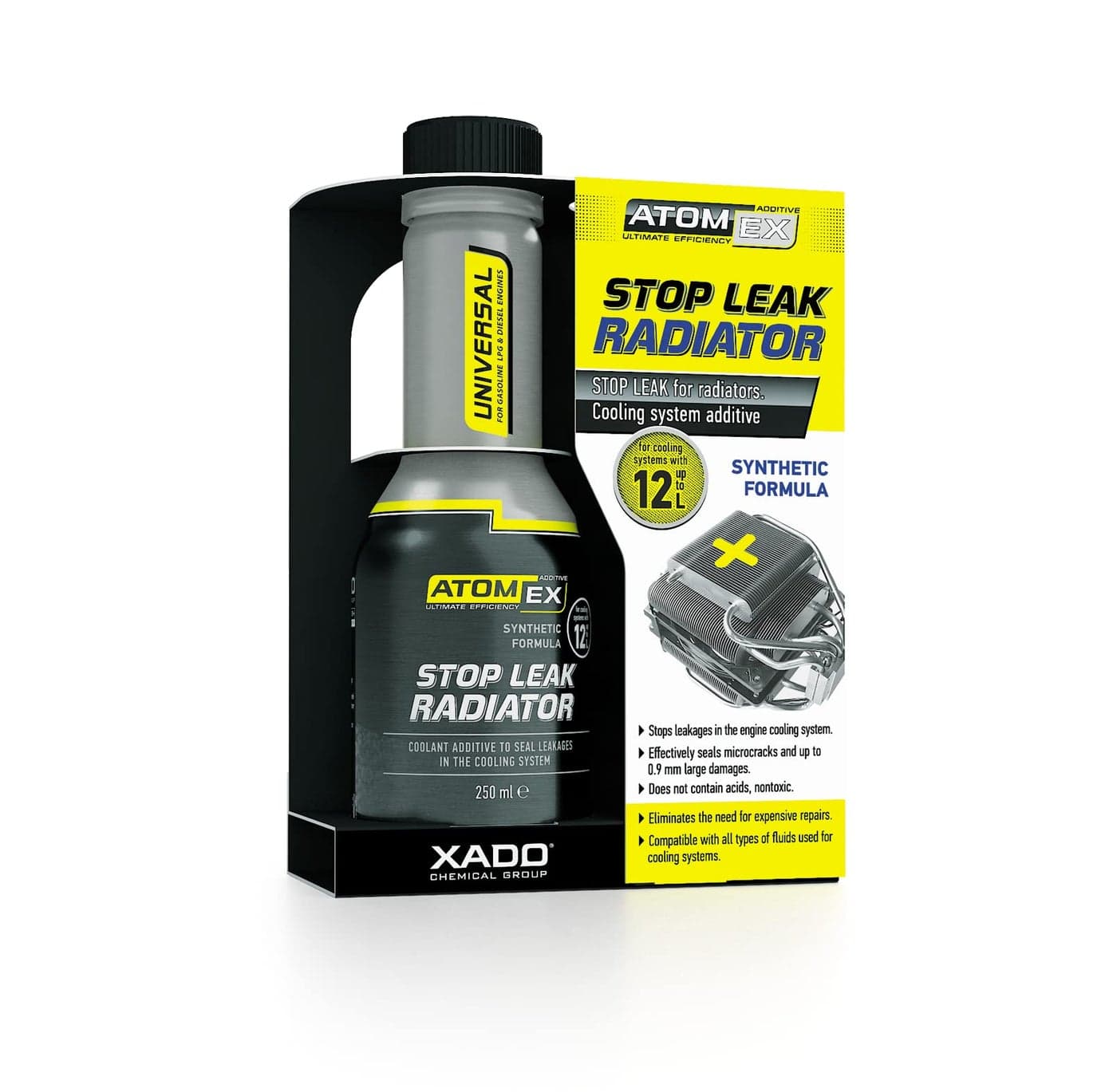 XADO ATOMEX Stop Leak Radiator Coolant Additive - Repair Seal, Restore Radiator Fluid Fix and Prevent Future Leaks (Bottle, 250 ml)