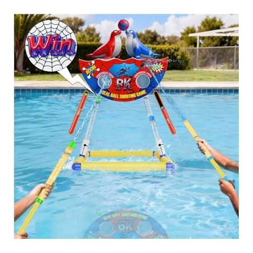 Seal Ball Water Shooting Game for Kids Water Floating Shooting Target with 2 Blaster Squirt GunsBeach Party Outdoor Pool Summer Water Toys Gifts for 3 4 5 6 7 8 9 Years Old Boy Girls