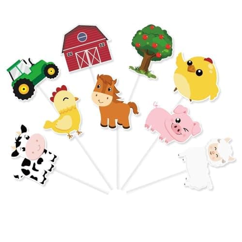 WERNNSAI 36 PCS Farm Cupcake Toppers Farm Animal Birthday Decorations Animal Cake Toppers Picks Barnyard Party Decorations for Kids Baby Shower Birthday Tractor Theme Party Supplies