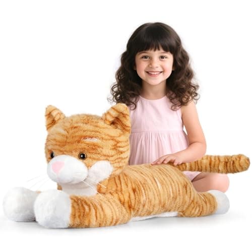 SuzziPals Giant Cat Plush 30 Jumbo Soft Orange Cat Stuffed Animal Giant Plush Toys Hugging Pillow for Stress Relief Sleep Aid Huge Cuddly Cats Plushies Gift for Kids Adults