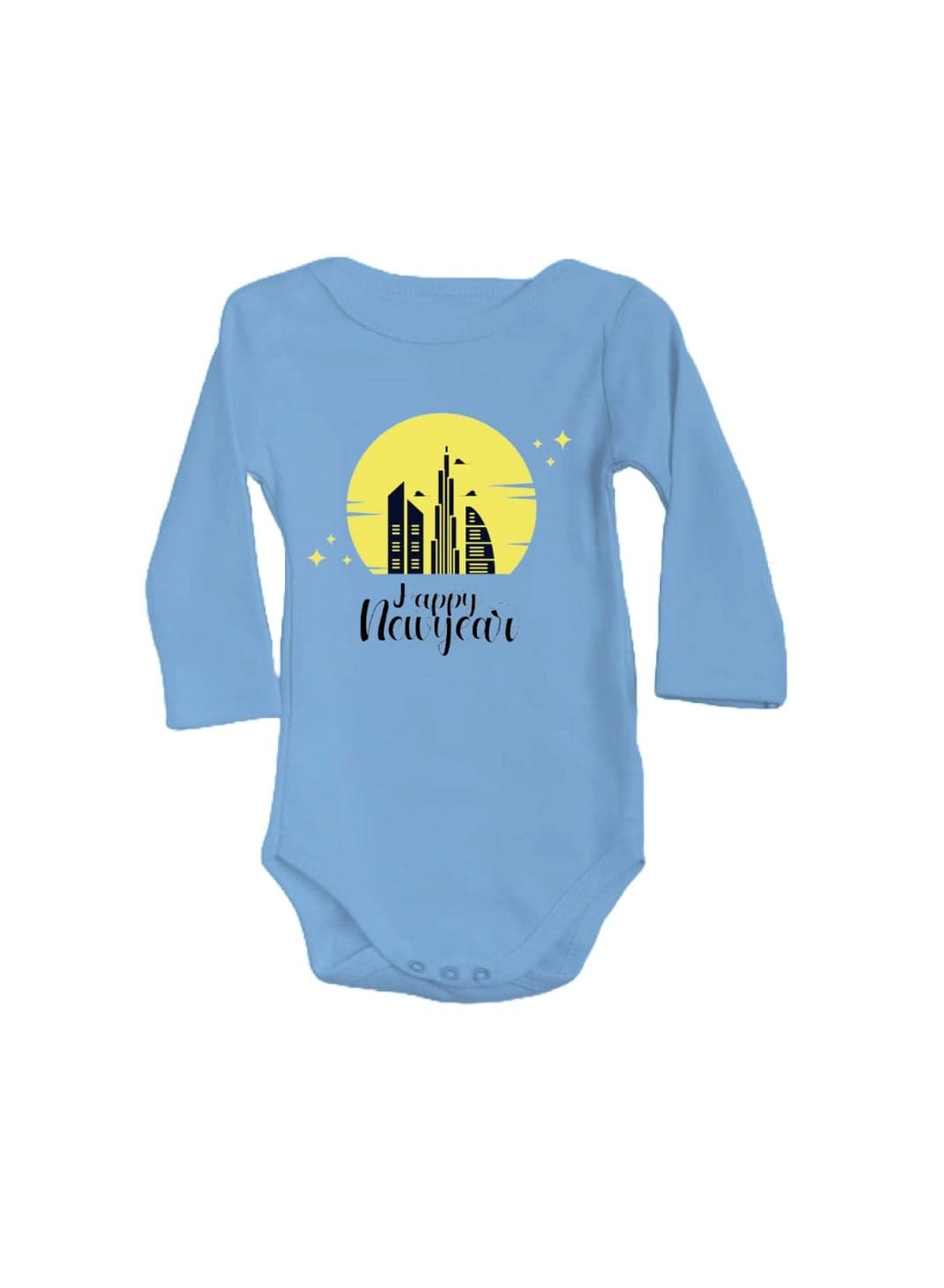 Happy New Year In Dubai Unisex Soft Cotton Baby Full Sleeve Onesie-Baby Bodysuit For New Year's Dubai-Baby's New Year's Outfit-Gift For Newborns And Toddlers