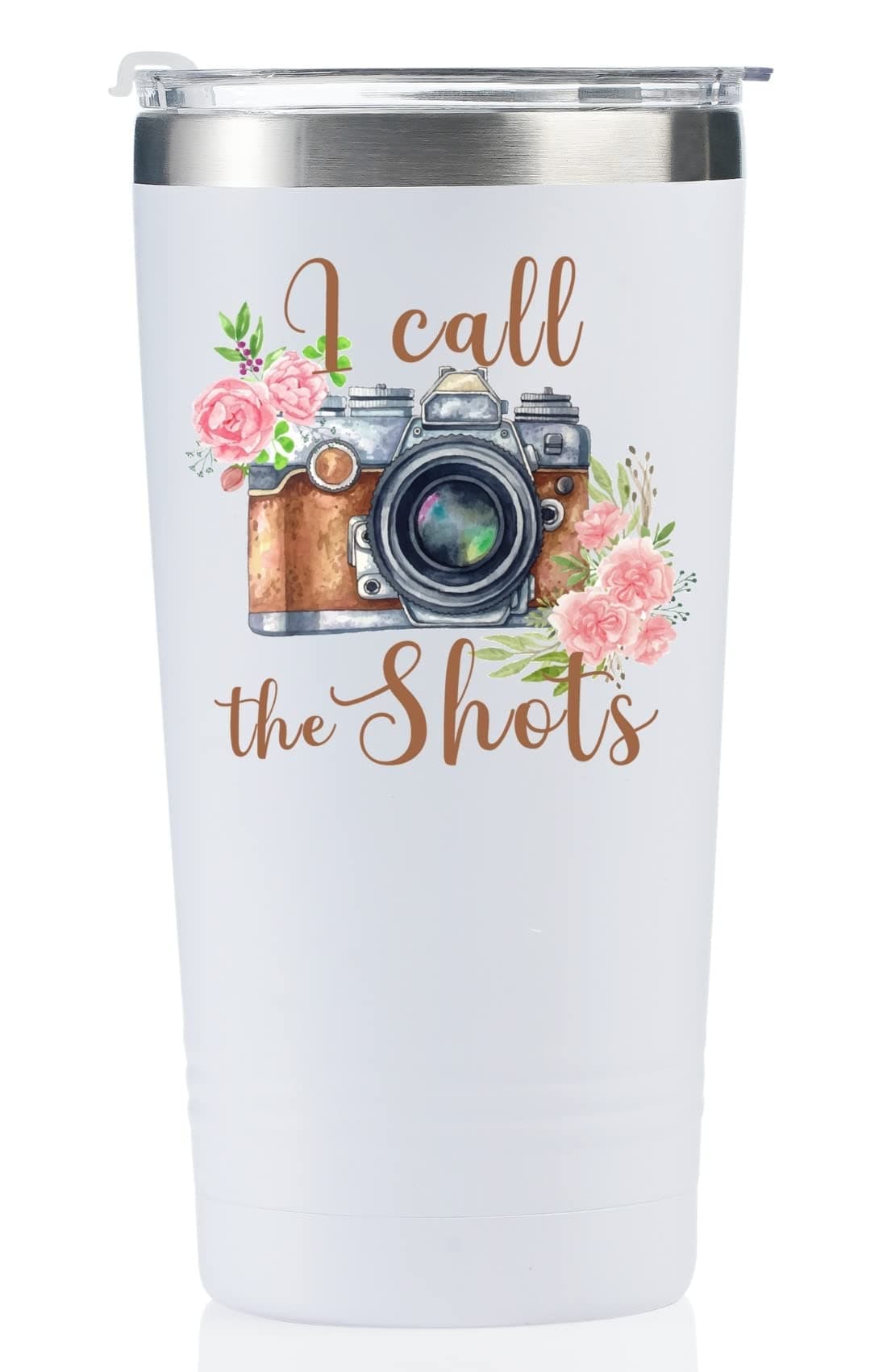 Onebttl Photography Gifts for Photographers for Women 20oz Stainless Steel Insulated Wine Tumbler Mug with Lid White