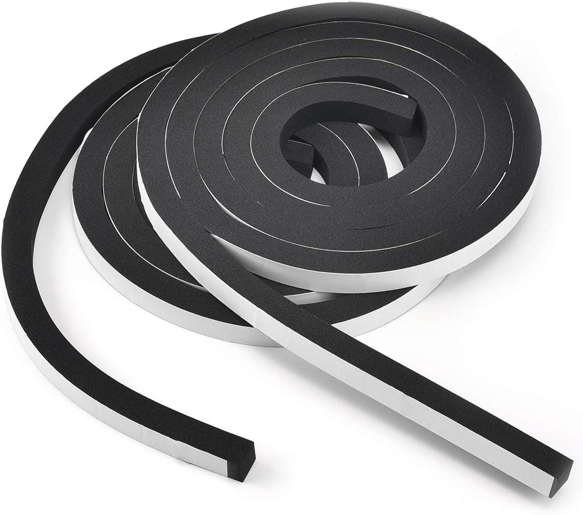 TamBee Weather Stripping Foam Tape 12 Inch Wide X 12 Inch ThickHigh Density Foam Strip Self Adhesive Weatherstrip Insulation Foam Rubber Seal Strip 13 Ft2 Rolls of 65 Ft Long Each
