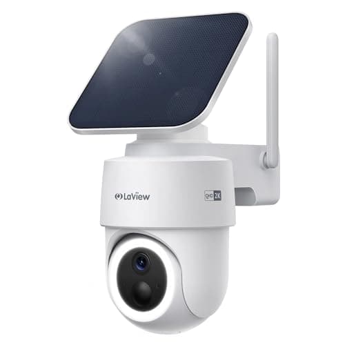 LaView 2K 3MP Solar Security Cameras Wireless Outdoor, Cameras for Home Security, 360° Pan & Tilt Rechargeable Battery Camera, IP65 Outdoor Camera, Color Night Vision, Two-Way Audio, Work with Alexa