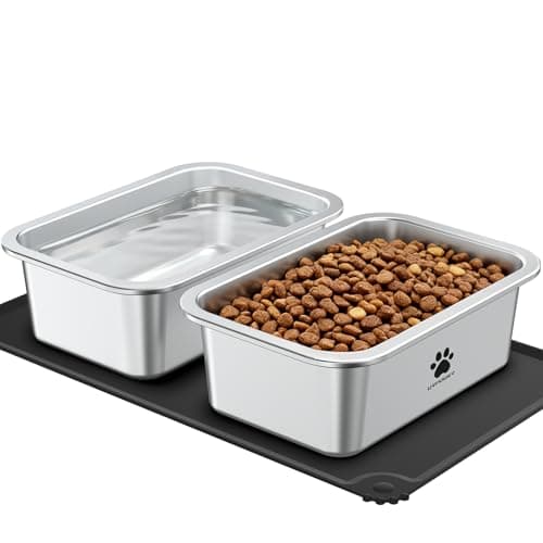 URPOWER 2 Pack 125 Gallon Large Dog Water Bowl Thickened Stainless Steel Dog Water Food Bowls with NonSlip Mat SpillProof Metal Pet Bowl Set for Medium Large XLarge Dogs IndoorOutdoor Use