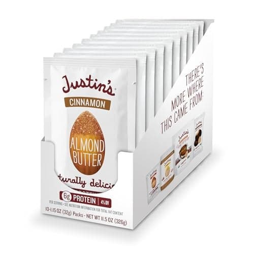 Justin's Cinnamon Almond Butter Squeeze Packs, Gluten-free, Non-GMO, Responsibly Sourced, 11.15 Ounce (Pack of 10)