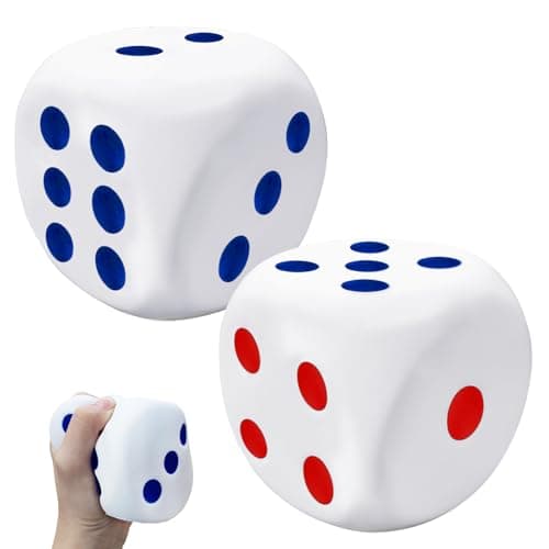 2Pack 31 inch Foam Dice Stress BallsSquishies Dice Squeeze Stress Ball Toy with Dots 6 Sides for KidsTeenagersAdults Board Games to Get Your Luck NumbersRelieve Stress Anxiety