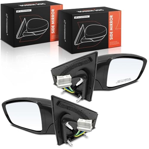 A-Premium Pair (2) Driver and Passenger Side Power Door Mirror - Compatible with Hyundai Sonata 2011 2012 2013 2014 - Non-Heated, Manual Folding Black Outside Rear View Mirror w/Turn Signal