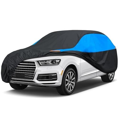 MORNYRAY Waterproof Car Cover All Weather Snowproof UV Protection Windproof Outdoor Full car Cover, Universal Fit for Sedan (Blue, S3-Fit SUV Length(191-201 inch))