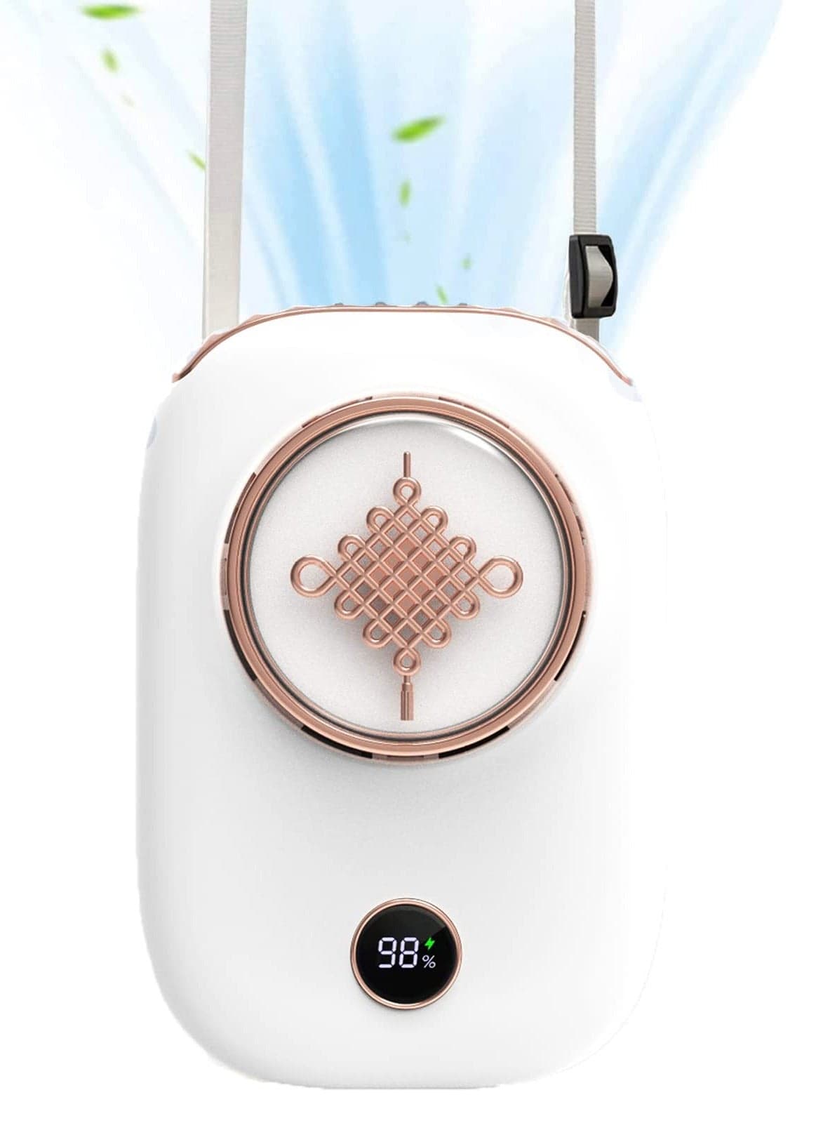 Mini Hanging Neck Fan Portable Eyelash Fan Necklace Fan with Adjustable Lanyard and Bracket USB Rechargeable Hands Free for Women Kids Girls Men Outdoor Travel Camping