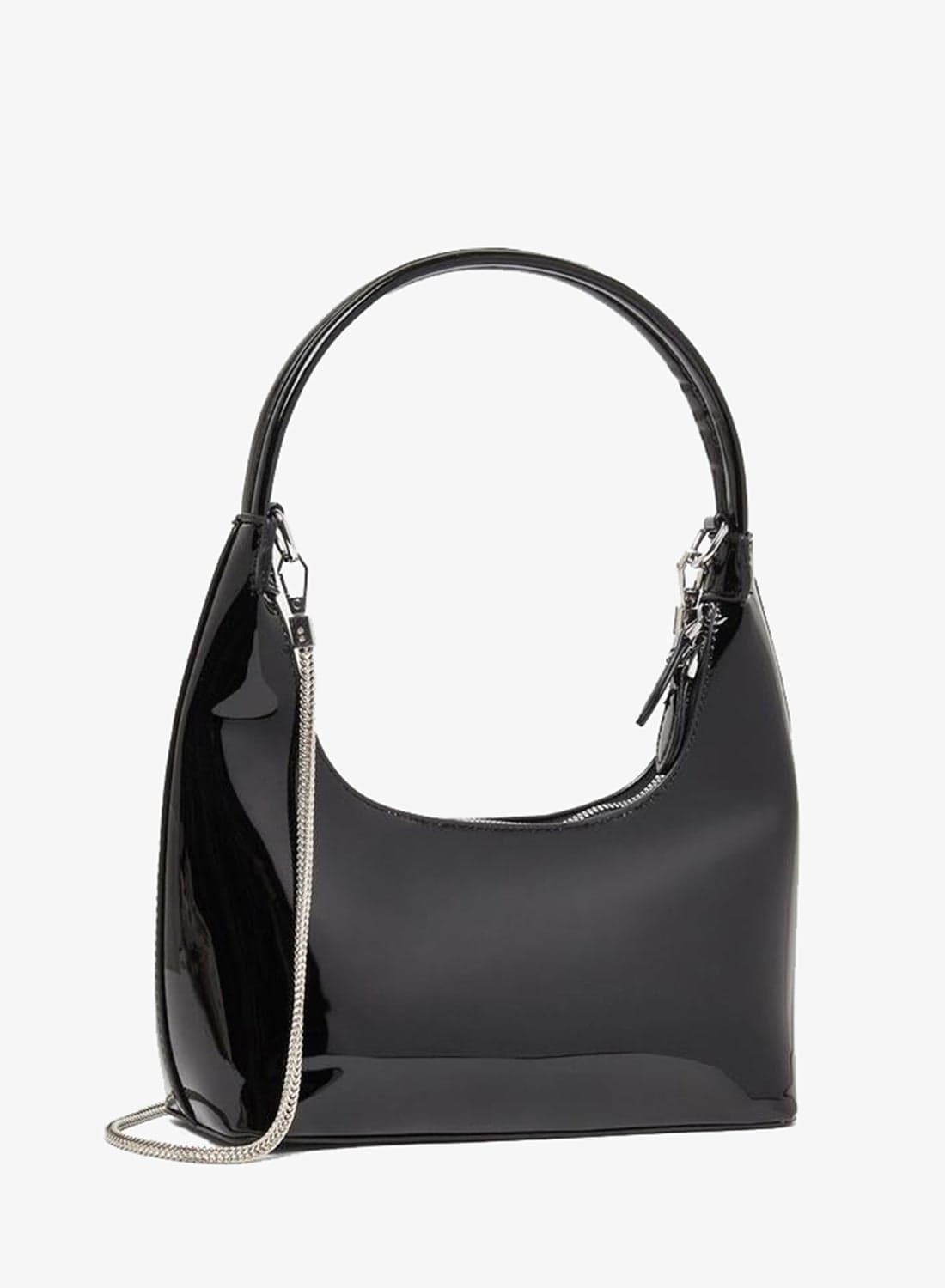 Faux Leather Shoulder Bag with Zip Closure & Chain Strap