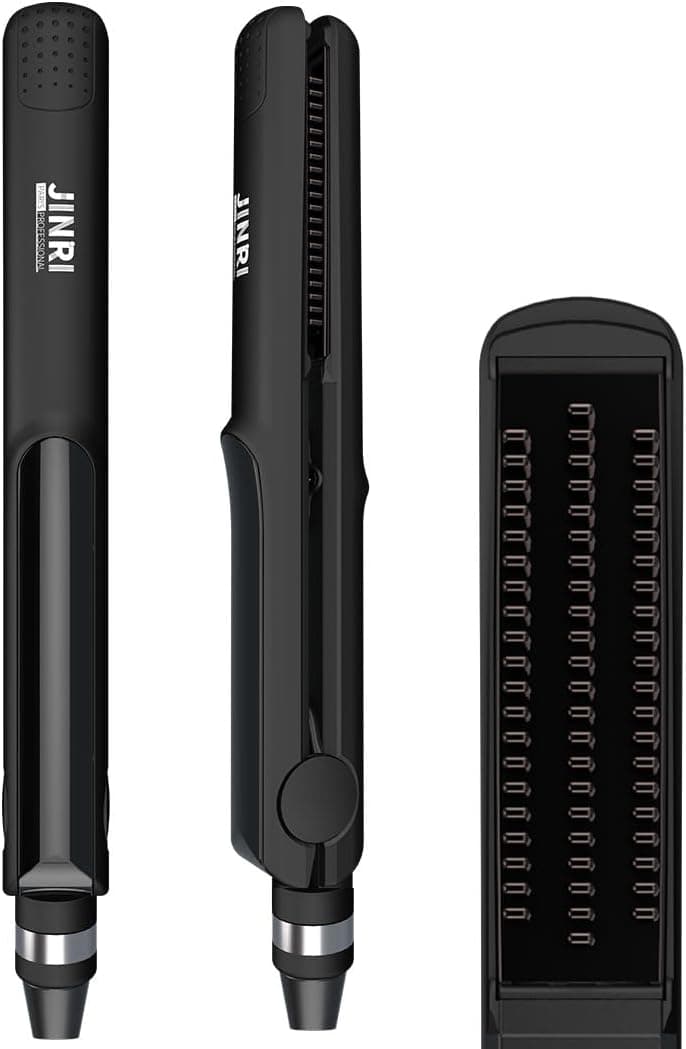 JINRI Volumizing Hair Iron PumpedUp Volume Adjustable Temp 360 Tail Rotation Lasting Hair Volume for Short Or Thin Hair Black