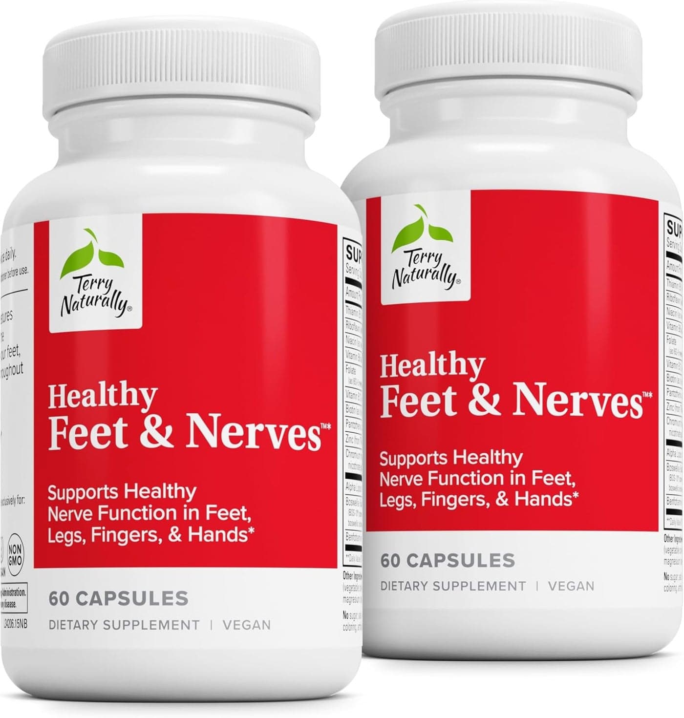 Terry Naturally Healthy Feet Nerves Herbal Supplement with Bioactive Vitamin B12 Circulation Nerve Health Support Supplement Vegan Capsules with Boswellia Serrata 60 Capsules Pack of 2