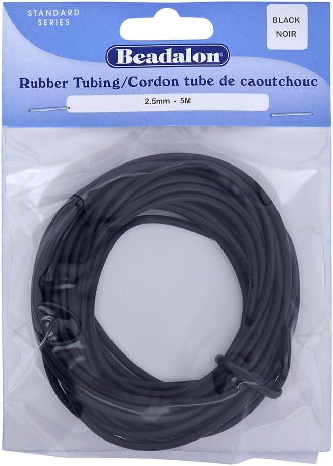 Beadalon Rubber Tubing 25mm Black 5Meter