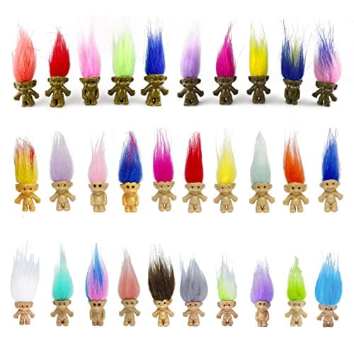 Mini Troll Dolls PVC Vintage Trolls Doll Mini Action Figures Cake Toppers Chromatic Adorable Cute Little Guys Collection School Project Arts Crafts Party Favors 30packA