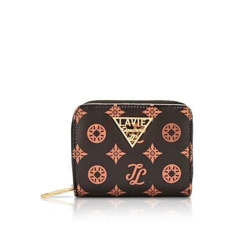 Lavie Signature Women's Mono Derby Flap Zip Around Wallet |Gift for Women