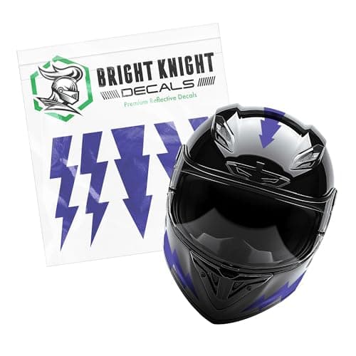 Bright Knight Decals Reflective Lightning Bolt Stickers Purple Pack of 1 Premium 3M Retroreflective Helmet Stickers for Bikes Motorcycles Laptops Lightning Bolt Decals for Safety Style