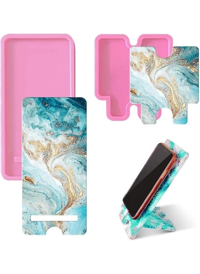 2 Pcs Phone Holder Resin Mould, Silicone Phone Holder Epoxy Casting Mould, Safe And Durable, Easy to Use, Easy to Demold, Can Be Used For DIY Phone Holder, Fits Most Phones And Tablets, Pink