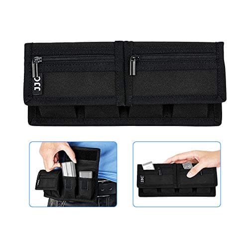 (6 Pockets) Camera Battery and SD Card Pouch Holder for 18650 x 8, AA, LP-E6N LP-E6NH LP-E17 EN-EL14 EN-EL15 NP-FW50 NP-FZ100 NP-W126S Battery,Suitable for Canon M50 Mark II 5DM4 6DM2 80D Sony A7R IV