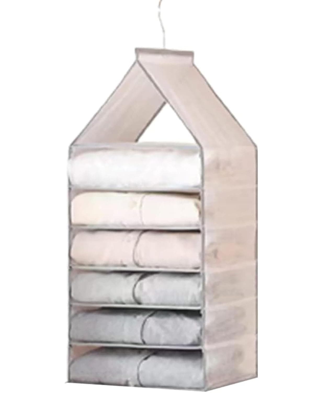 House of Quirk Hanging Closet Organizer Tier Shelf for Folded Pants Clotheswith Sturdy Hooks Closet Organizers and Storage Bins for Jeans TrousersSweater 6 Slot
