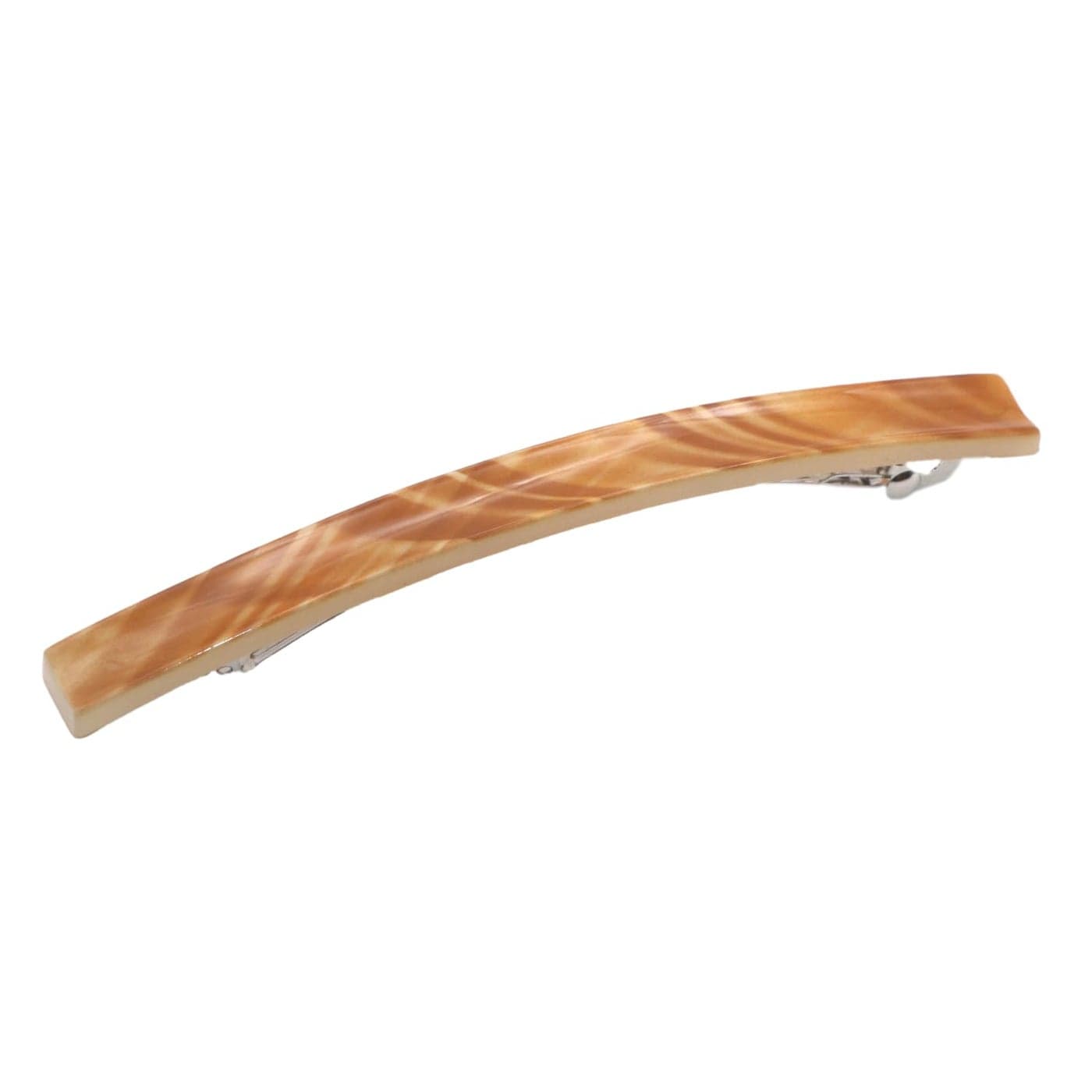Parcelona French Long and Thin Beige Brown Large 4 Celluloid No Slip Grip Automatic Strong Hold Hair Clips for Women French Hair Clip Barrette Girls Paris Hair Accessories Made in France
