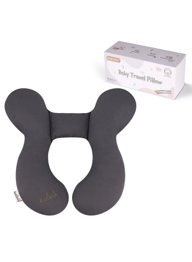 KAKIBLIN Baby Travel Pillow, Infant Head and Neck Support Pillow for Car Seat, Pushchair, for 0-1 Years Old Baby (Grey)