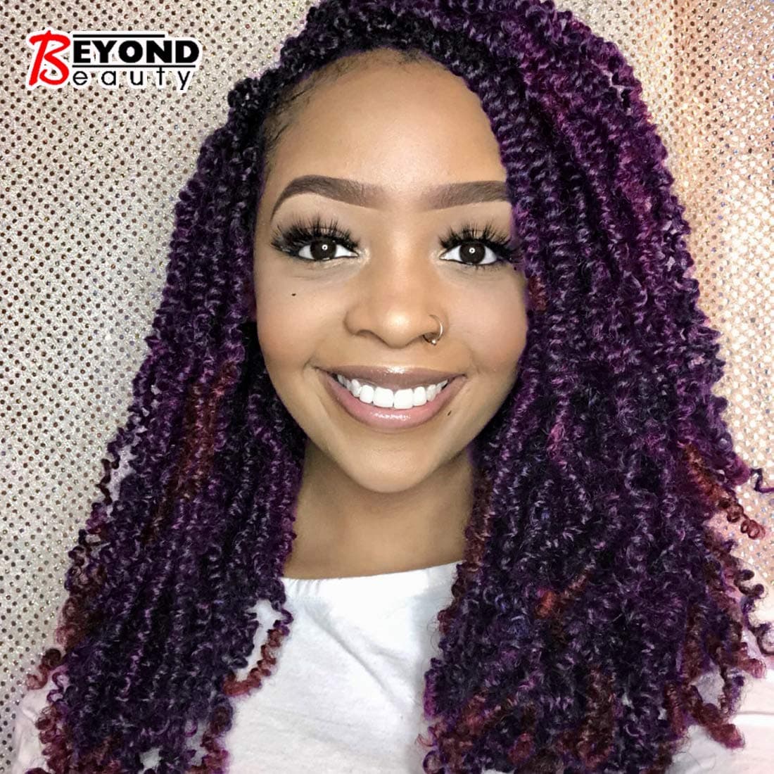 Beyond Beauty Crochet Hair 90 Strands 8 Inch Fluffy Spring Twists Braiding Bomb Twist Crochet Braids for Black Women Dark Light Wine