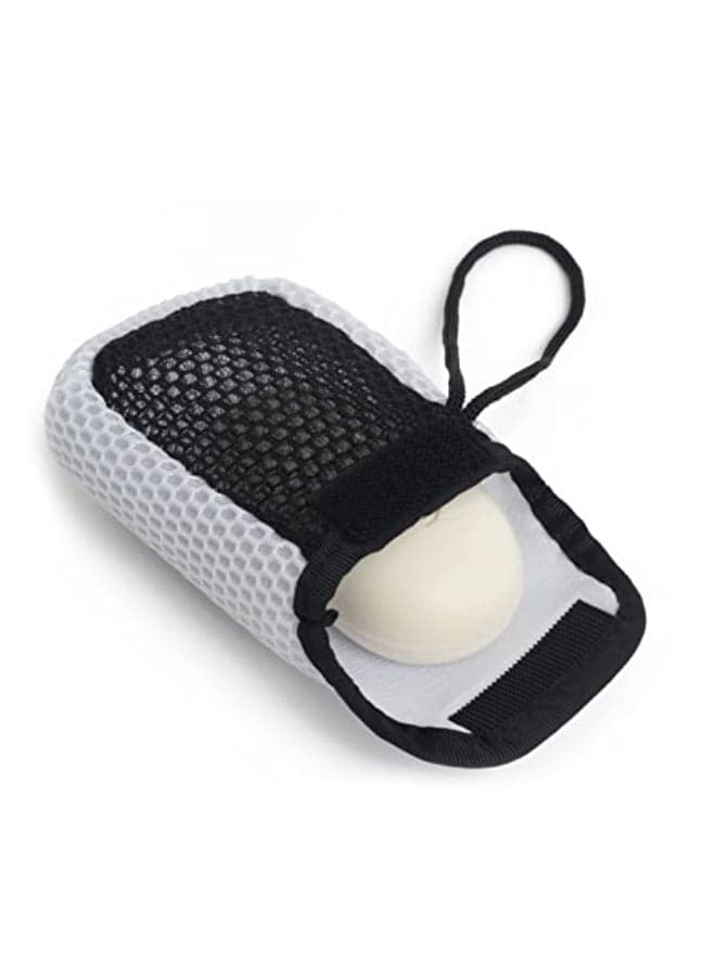 MainBasics Exfoliating Bar Soap Pouch DualSided Body Scrubber Fits Standard Size Soap Bars White