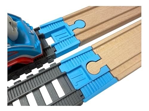 TrainLabcom Adapters Compatible with Thomas Friends Trackmaster Gray 2014 and Wooden Railway Tracks Essential Trackmaster and Wooden Track Accessories 2pc Light Blue