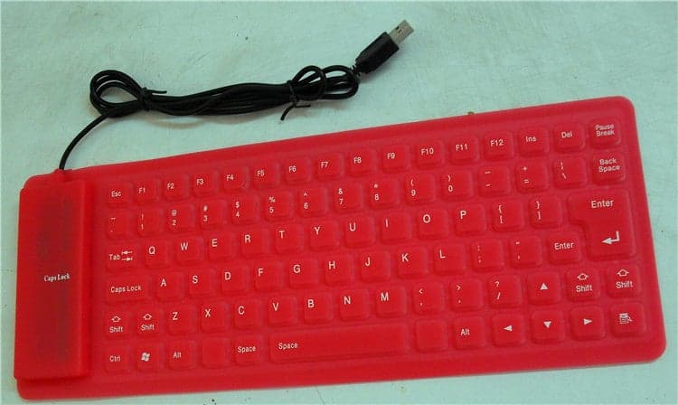 Cute Waterproof Silent USB Silicone Keyboard 85 Keys Red Red