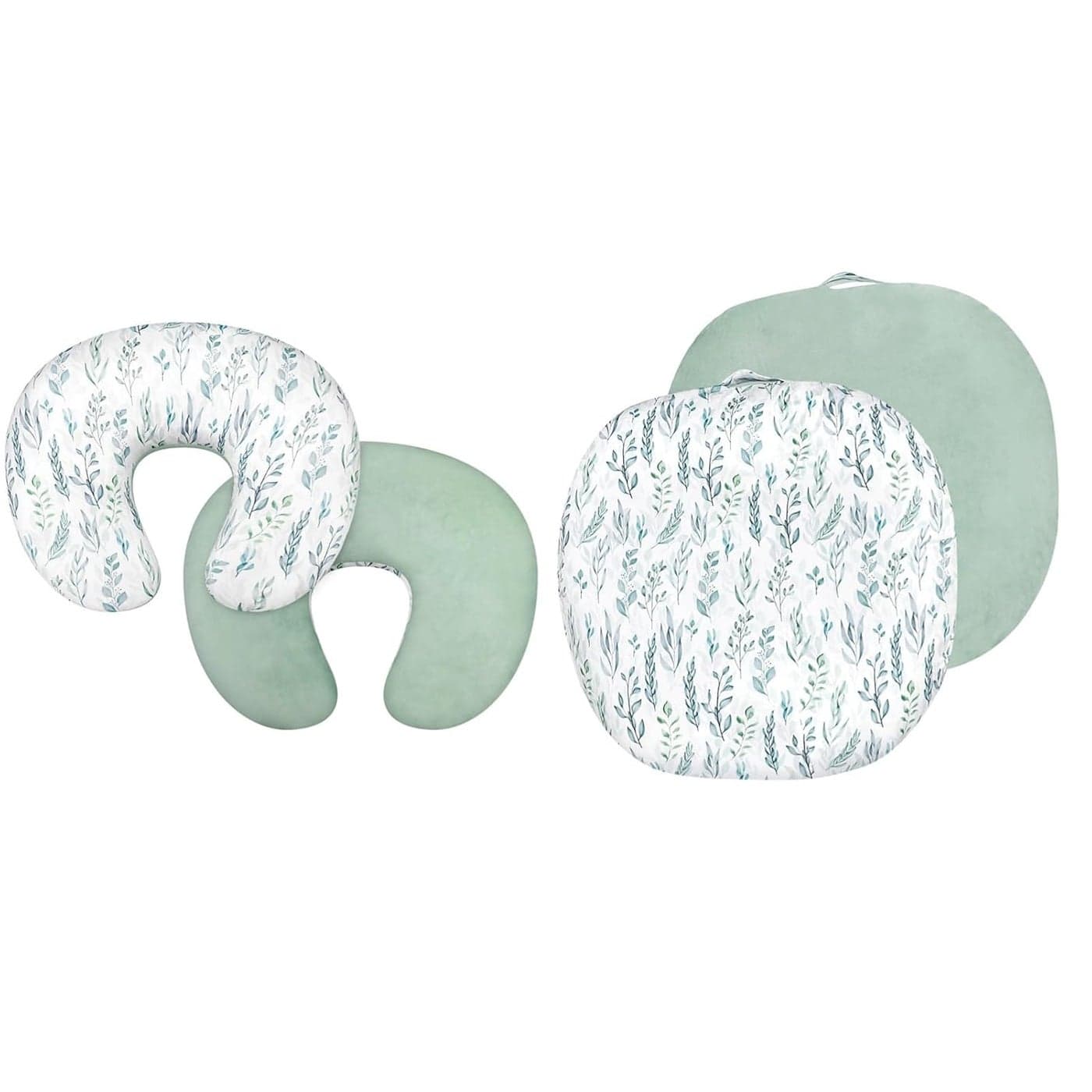 DILIMI Nursing Pillow Cover Soft Stretchy Nursing Covers for Breastfeeding Pillows Reversible Removable Slipover for Baby Boy and Girls Green Leaf