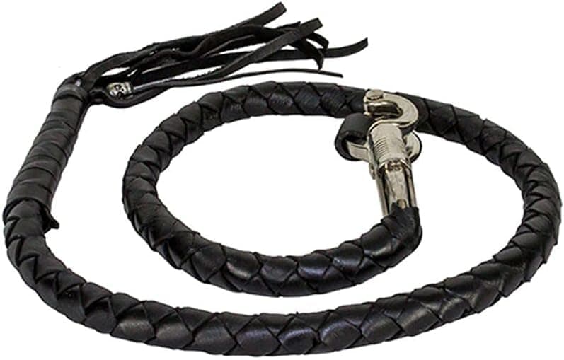 GARGOYLE BELLS 42 Genuine Leather Motorcycle Get Back Whips Bikers Whips with Stylish Fringes Premium Handlebar Accessories for Bikers