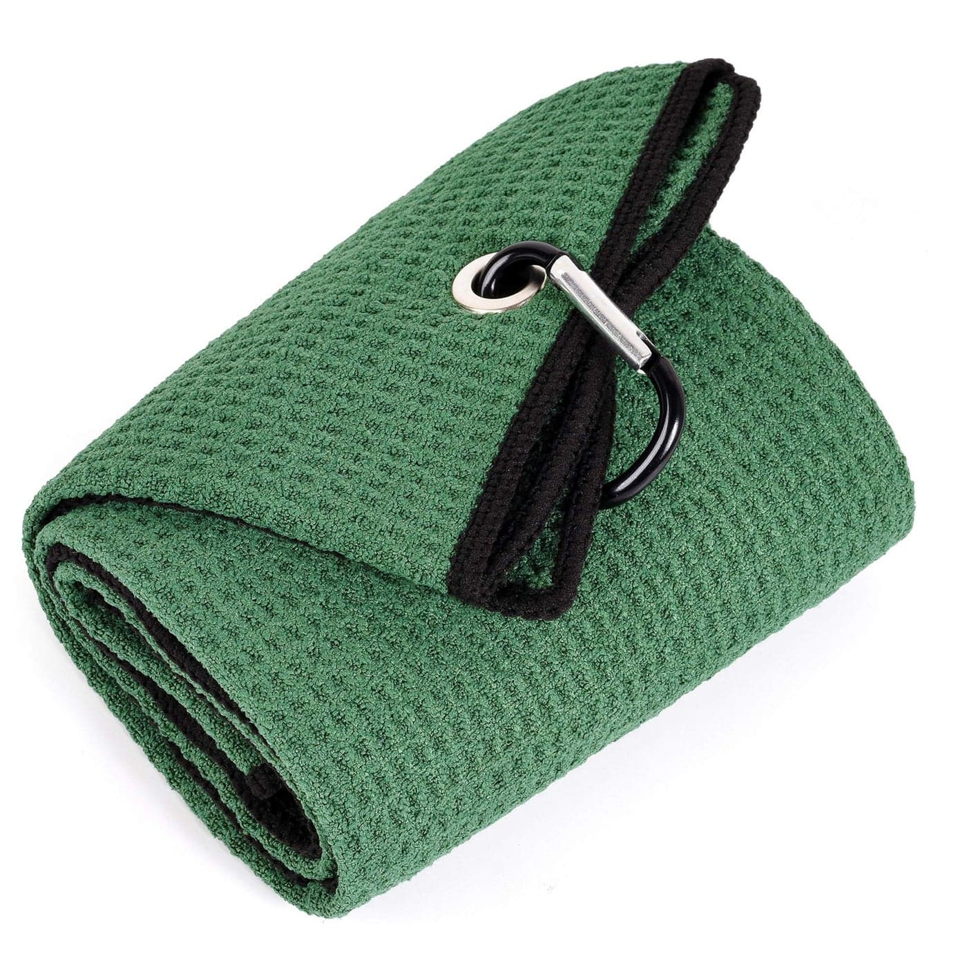 Mile High Life Trifold Golf Towel Premium Microfiber Fabric Waffle Pattern with Heavy Duty Carabiner Clip Golf Towel for Men and Women GreenGolf Towel