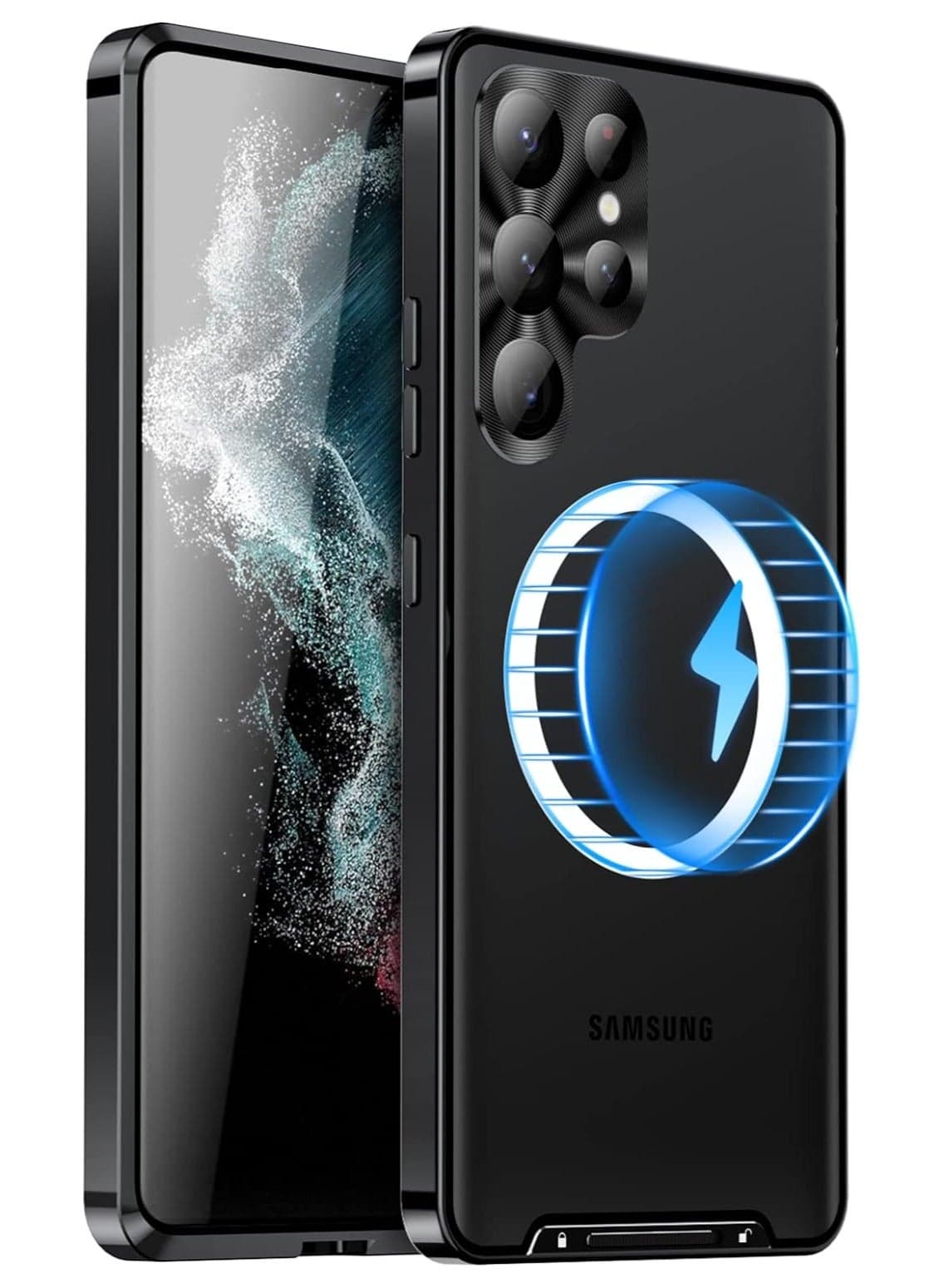 Samsung Galaxy S24/S24 Plus/S24 Ultra Case, Magnetic Protective Case, with Lens Protection and Tempered Film,Supports Wireless Charging