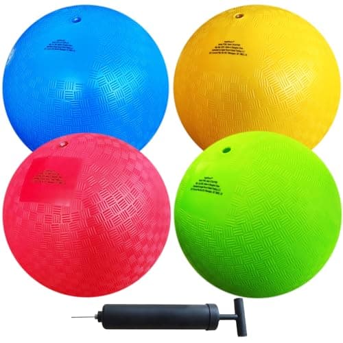 AppleRound 4Pack of 5 Inch Small Playground Balls for Toddlers Kids with Air Pump Kickball Handball for Outdoor Kindergarten Preschool Games