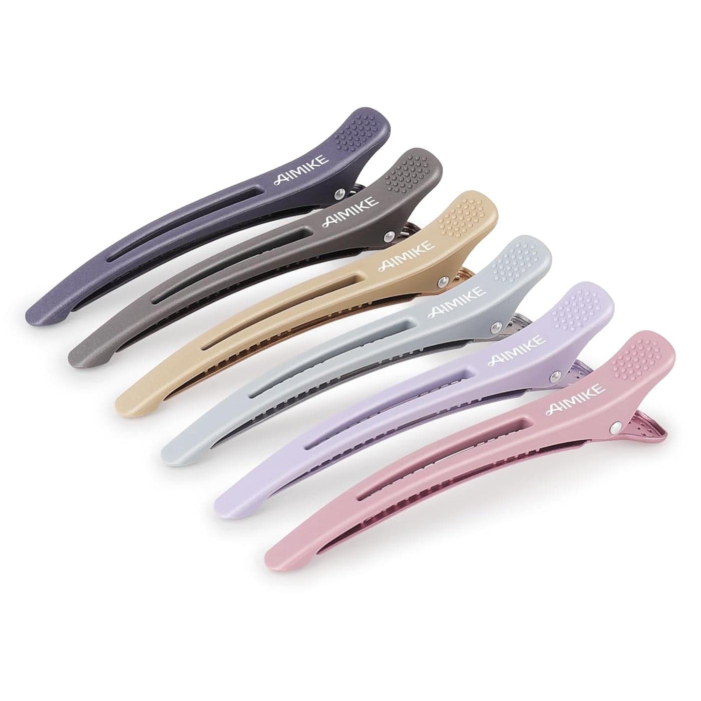 AIMIKE 6pcs Professional Hair Clips for Styling Sectioning AntiSlip NoTrace Duck Billed Hair Clips with Silicone Band Salon and Home Hair Cutting Clips for Hairdresser Women Men 43 Long