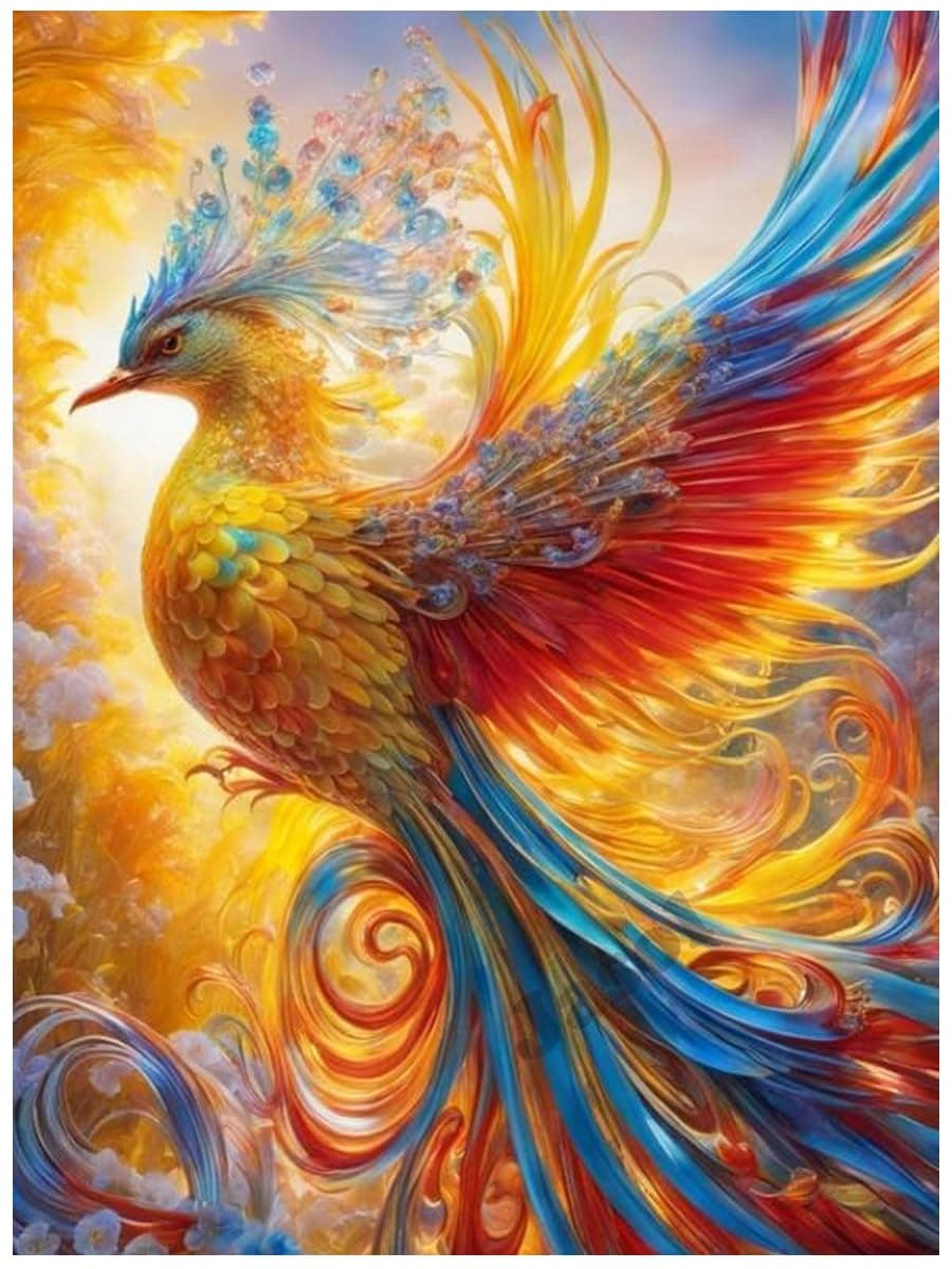 Jasol Diamond Painting Kit, 40x30 Cms, Full Drill, 5D Crystals, Home Wall Decor Gift Set (Phoenix Bird M45610)