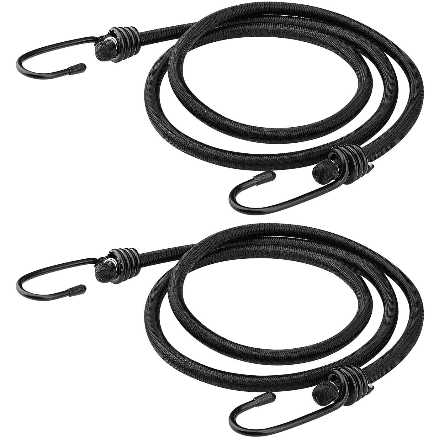 ZHOUBIN 48 inch Black Bungee Cords with Hooks 2 Pack