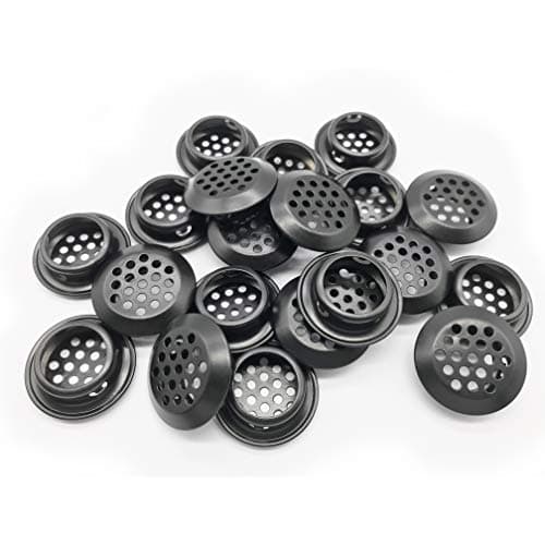 20Pcs Air Vents 25mm Circular Soffit Vent Stainless Steel Round Vent Mesh Hole Louver for Kitchen Bathroom Cabinet Wardrobe (Black)