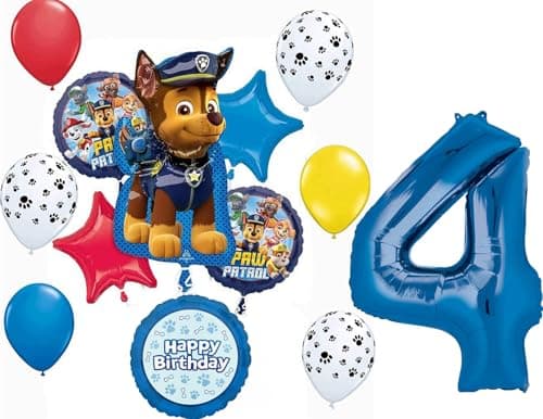 Anagram Paw Pups on Patrol 4th Birthday Party Supplies Chase 13pc Balloon Bouquet Decorations